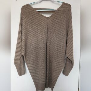 New York & Company Taupe Off-the-Shoulder Sweater